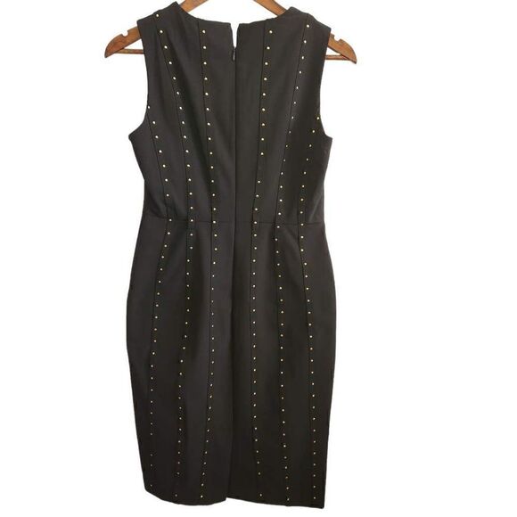 Calvin Klein Black and Gold Sleeveless Sheath Dress Size 6 - Picture 2 of 5
